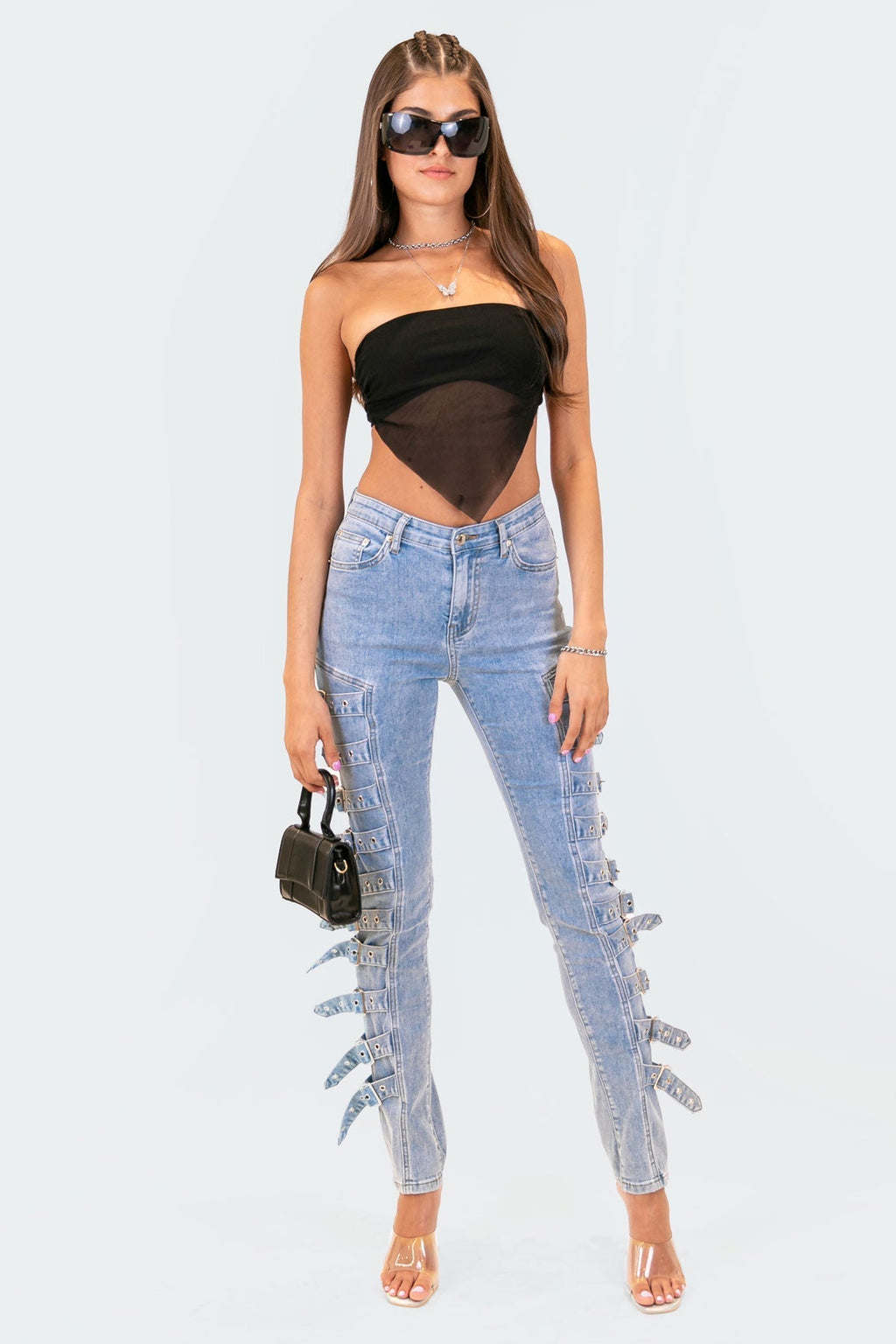 Studded Pocket Straight Jeans - lifestyle