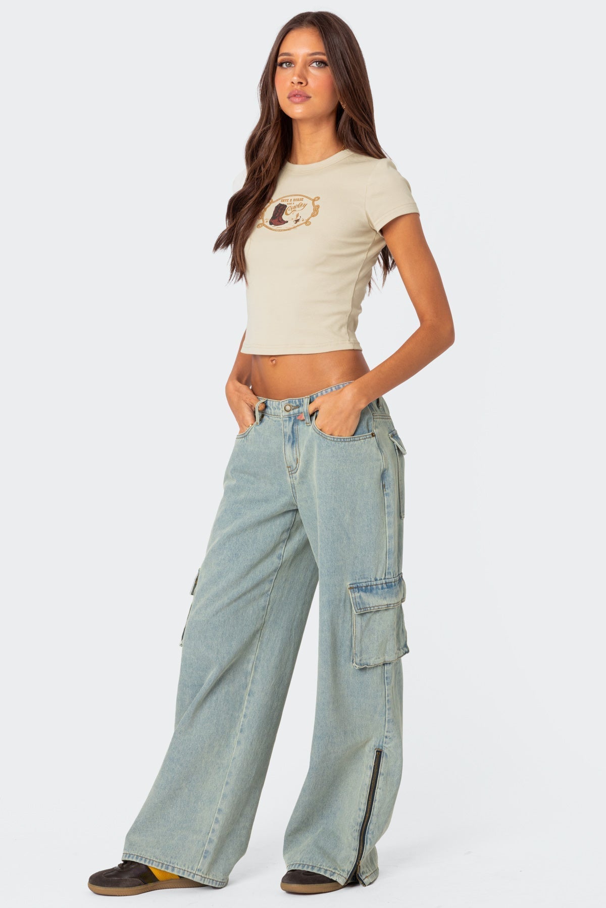 Distressed Wide-Leg Denim Overalls - lifestyle