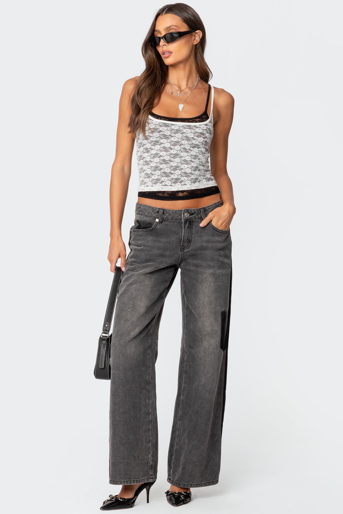 Two-Tone Wash Baggy Jeans - detail