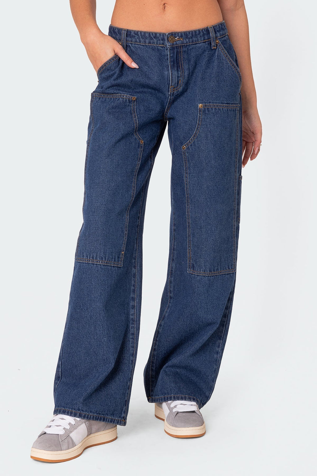 Faded Black Wide-Leg Jeans - detail