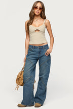Washed Gray Cargo Jeans - lifestyle