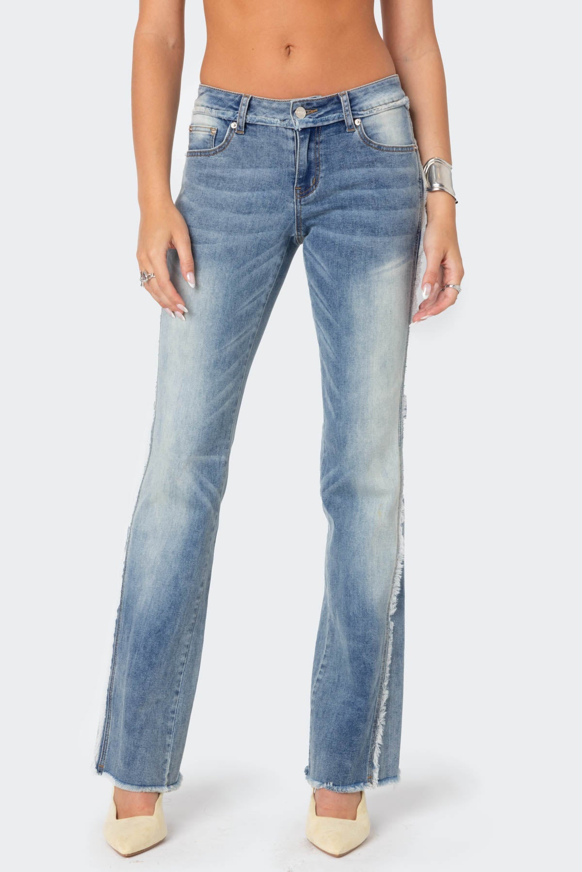 Frayed Wide-Leg Denim Culottes