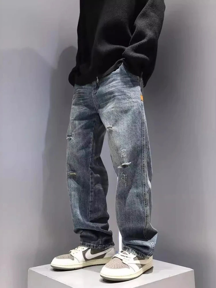 Distressed Vintage Blue Jeans – Relaxed Streetwear Fit