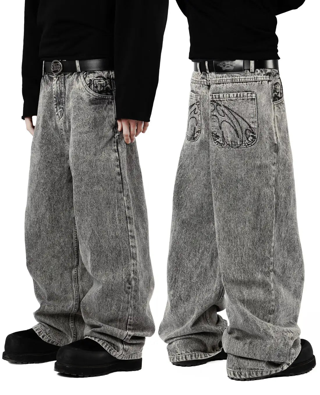 Stone Wash Baggy Carpenter Jeans - detail