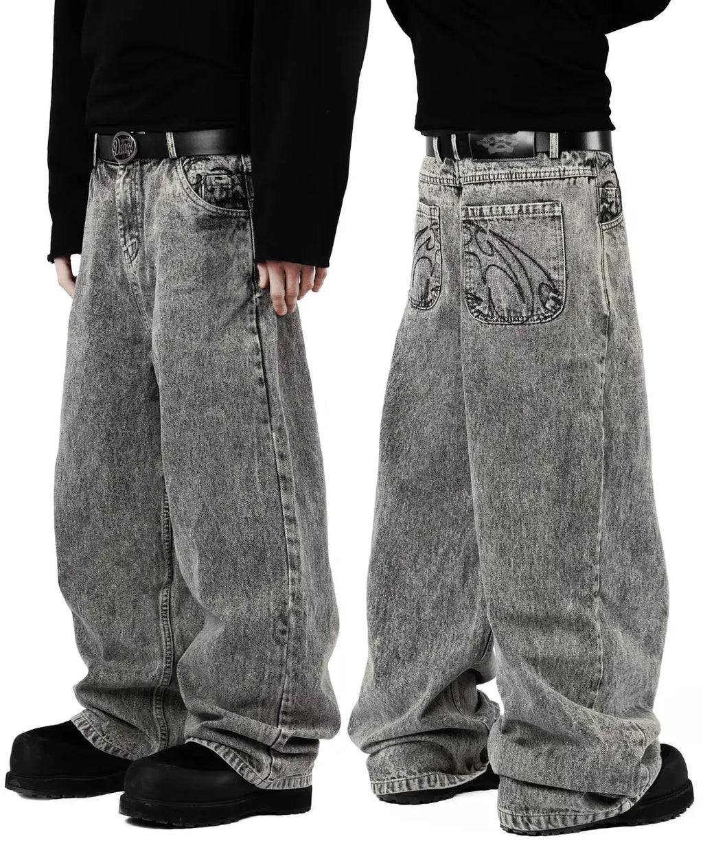 Acid Wash Straight Jeans - detail