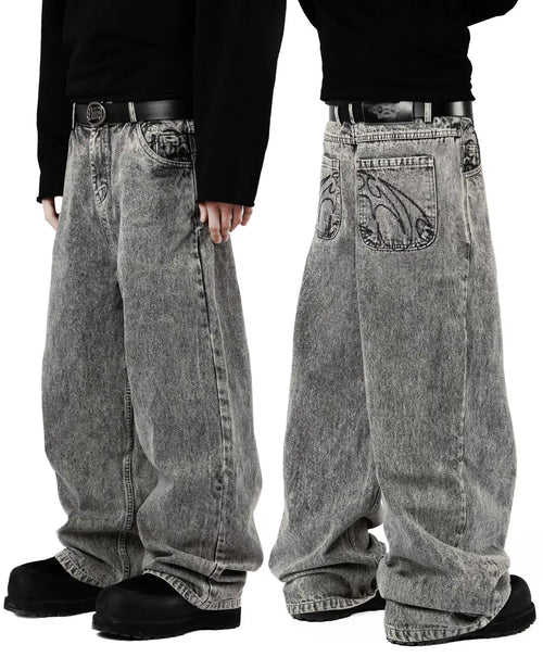 Acid Wash Straight Jeans - detail