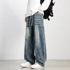 Distressed Blue Baggy Jeans – Vintage Washed Streetwear