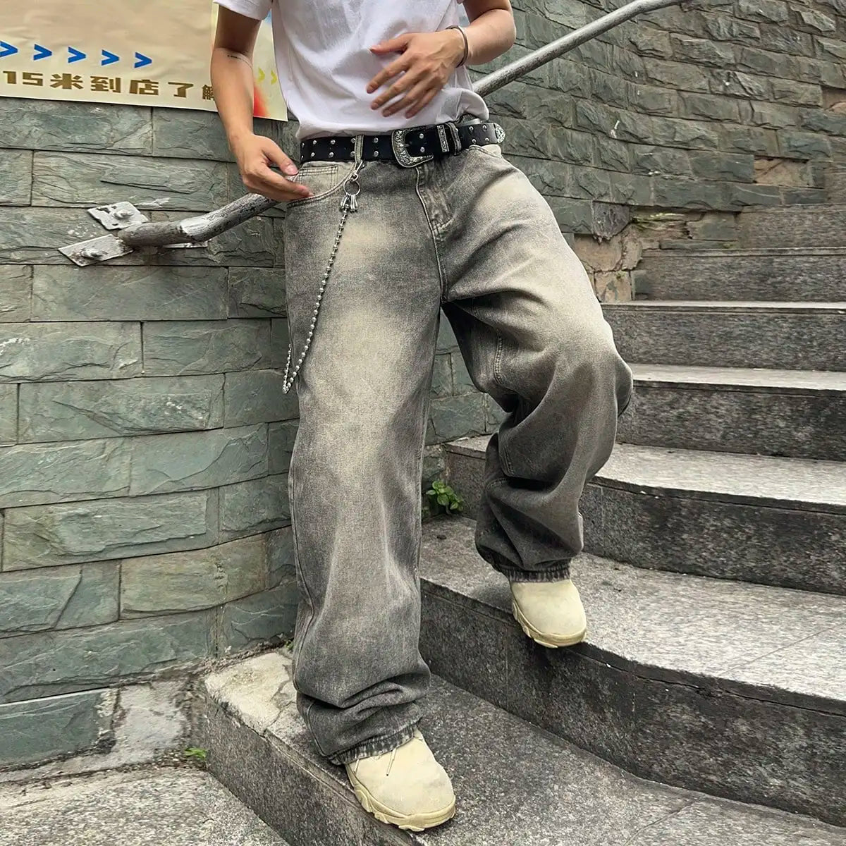 Washed Olive Cargo Jeans