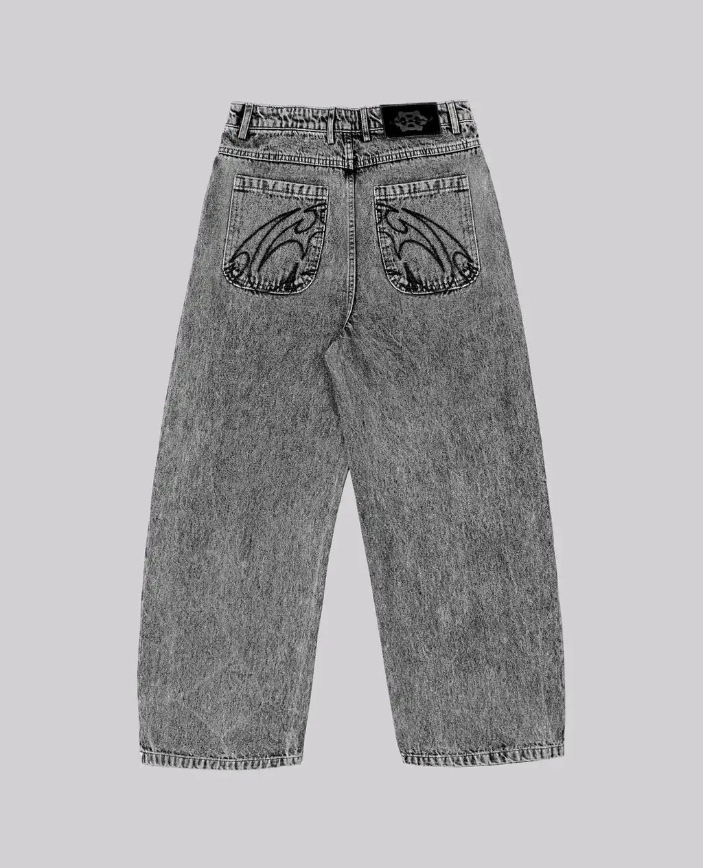 Gray Acid Wash Baggy Jeans – Retro Graffiti Street Style