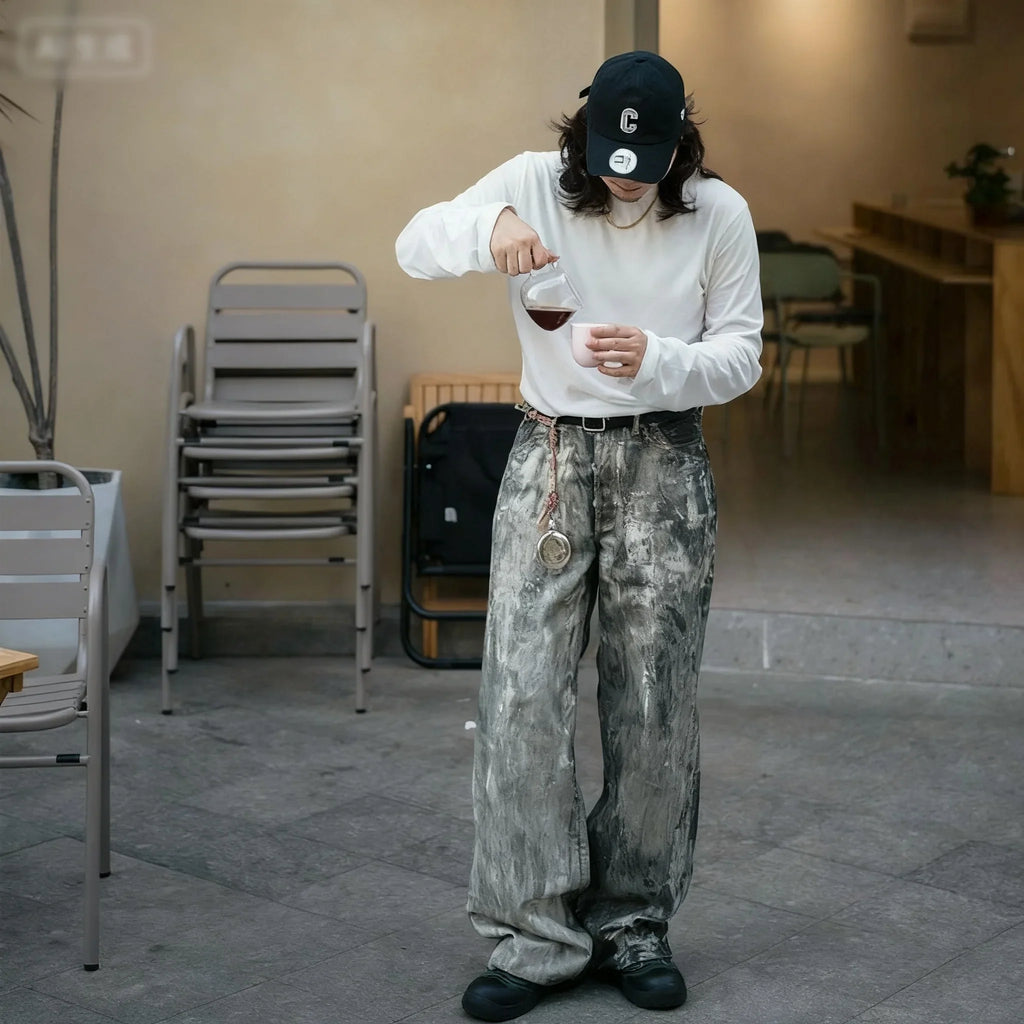 Acid Wash Baggy Jeans – Retro Streetwear Grunge Style