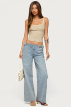 Washed Gray Cargo Jeans - detail