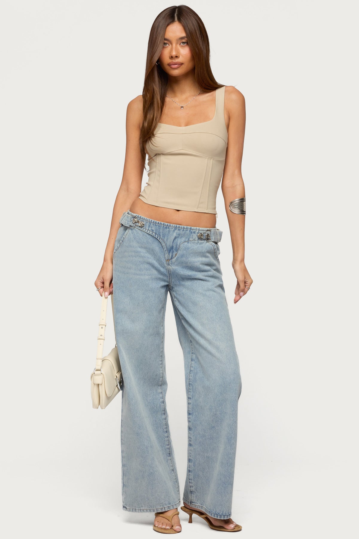 Washed Gray Cargo Jeans - detail
